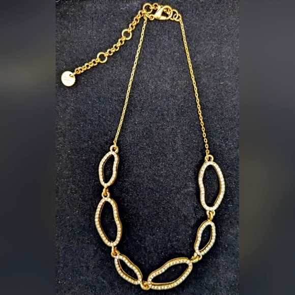 Marlyn Schiff, Rhinestone, Oval links adjustable necklace, 16" length - Picture 1 of 6